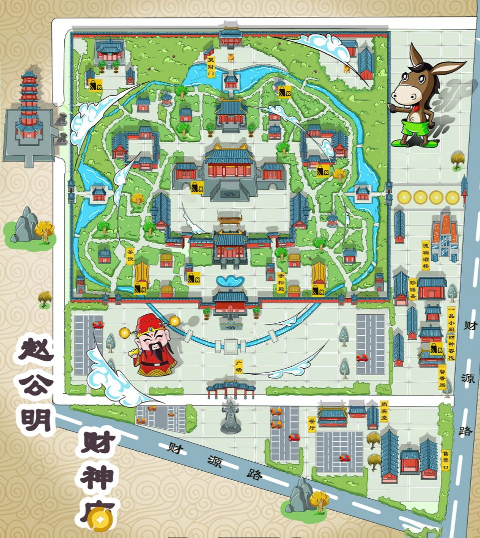 鞍山寺庙类手绘地图